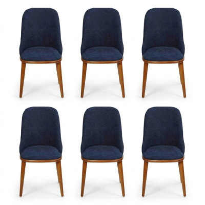 Luxus Ruokailuhuone Sininen 6x Tuolia Puu Huonekalut Tuolit Tyylikäs Design Sisustus