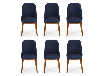 Luxus Ruokailuhuone Sininen 6x Tuolia Puu Huonekalut Tuolit Tyylikäs Design Sisustus