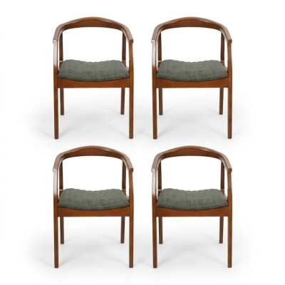 Moderni Ruskea Design Tuoli Olohuone Ruokailuhuone Puu 4x Tuoli Pehmuste Uusi