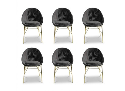 Moderni Design Musta 6x Tuolia Ilman Käsinojia Ruokailuhuoneen Luxus Kalusteet