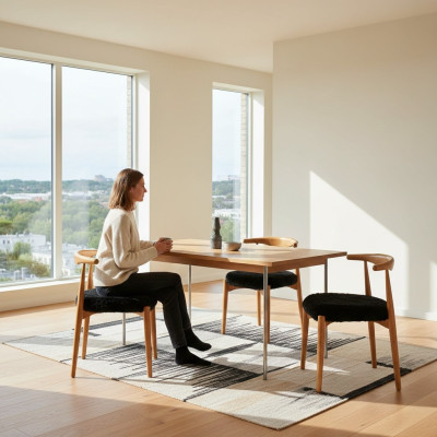 Moderni ruokailuryhmä puu 4x tuoli ruskea ilman käsinojia design-päällystetty tuoli