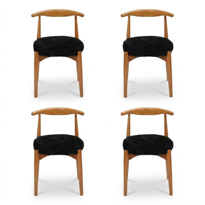 Moderni ruokailuryhmä puu 4x tuoli ruskea ilman käsinojia design-päällystetty tuoli