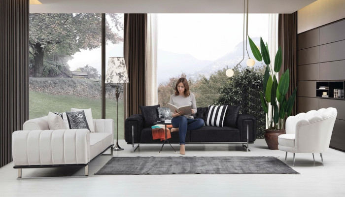 Olohuoneen kalustus 2x kolmen hengen sohva Chesterfield-sohva Design-nojatuoli Luksuskalusteet