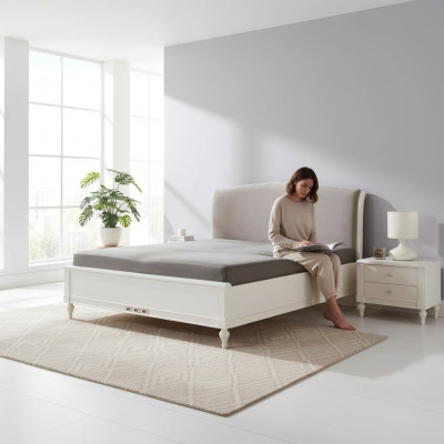 Bett Moderne Design Luxus Pehmustetut Sängyt Kangas Sänky makuuhuoneessa