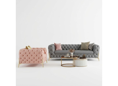 Sohvaryhmä 3+1 istuinta Design-sohvat Pehmustetut nahka-istuimet Relax-moderni kaluste