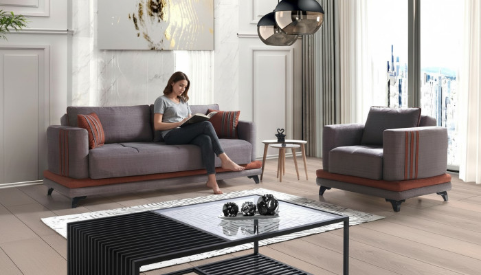 Sofagarnituuri 3+1-paikkainen Tekstiili Puu-sofa 3-paikkainen Moderni Nojatuoli Kokonaisvaltainen Sarja Uusi EU