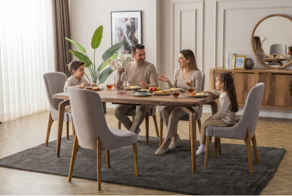 Ruokailuryhmä 7 osaa. Ruokapöytä + 6 tuolia Designer puutuoli garnituuri Huonekalut Uusi