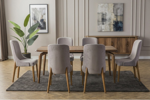 Ruokailuryhmä 7 osaa. Ruokapöytä + 6 tuolia Designer puutuoli garnituuri Huonekalut Uusi