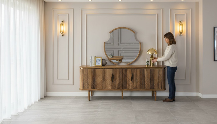 Sivukaappi Peili Olohuone Design-luksus Lipastot Moderni Ruskea Uusi