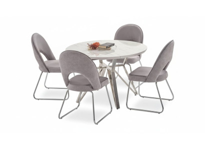 Ylellinen ruokasalisarja Ruokapöytä 4x tuolit puun tuoli tekstiiliryhmäsarja