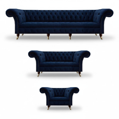 Design-huonekalut kokonaiset 3-osaiset olohuoneen sohvaset Chesterfield 4+2+1 tekstiili