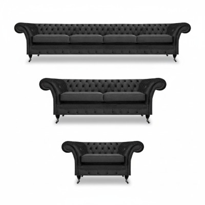 Kompletti Chesterfield-sohvasarja Sisustussohvasto Nojatuoli Olohuone 4+2+1