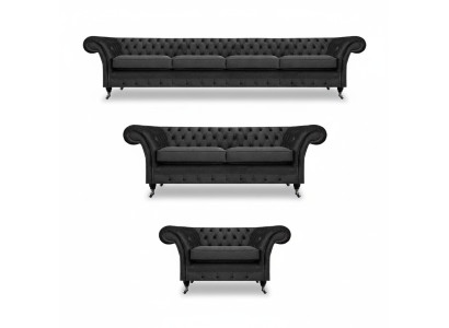 Kompletti Chesterfield-sohvasarja Sisustussohvasto Nojatuoli Olohuone 4+2+1