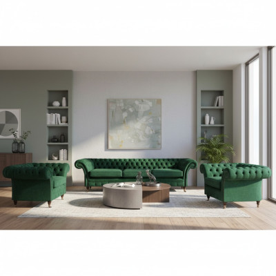 Grün Huoneet Olohuone Verhoillut huonekalut Chesterfield Sarja 3 kpl 3+1+1 Sisustus