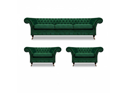 Grün Huoneet Olohuone Verhoillut huonekalut Chesterfield Sarja 3 kpl 3+1+1 Sisustus