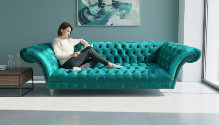 Chesterfield Luxus Modern Kolmen Istuttava Soofa Designer Olohuone Uusi
