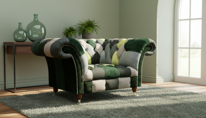 Textil Stoff Sessel Modern Einrichtung Sitzmöbel Polstersessel Chesterfield