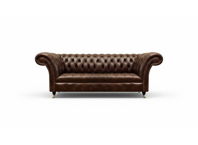 Yksilöllinen Chesterfield Ruskea Nahkasohva Moderni Kolme-istuttava Huonekalu