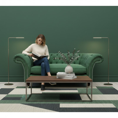 Tyylikäs Chesterfieldin vihreä nojatuoli olohuone Textile Noble Single -Streater
