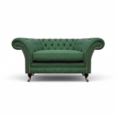 Tyylikäs Chesterfieldin vihreä nojatuoli olohuone Textile Noble Single -Streater