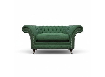 Tyylikäs Chesterfieldin vihreä nojatuoli olohuone Textile Noble Single -Streater