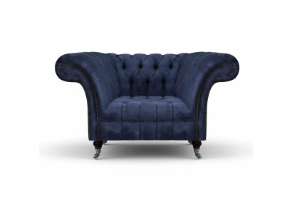Tummansininen Chesterfield Single -Seaterin olohuoneen tekstiilien verhoilu Nojatuoli uusi