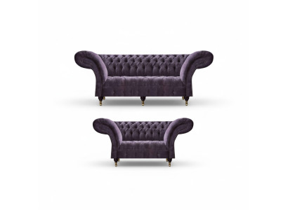 Ylellinen Chesterfield Lila Olohuoneen Sohva Verhoilu Istuinkaluste Puurunko
