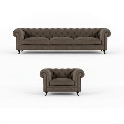 Hellgraue Chesterfield Polstermöbel Edle Textil Couchen Luxus Sessel