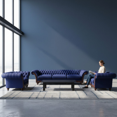 Designer Wohnzimmer Chesterfield Couchgarnitur Luxus Sofas Sessel 3tlg