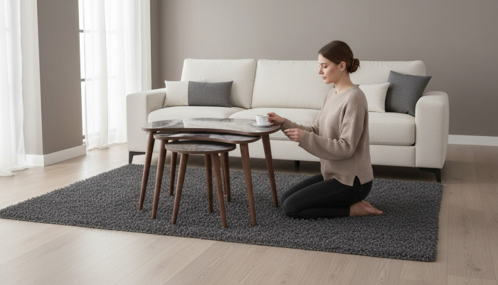 Munuaismuotoiset sohvapöydät 3 kpl sarja sivupöydät olohuone beige uusi
