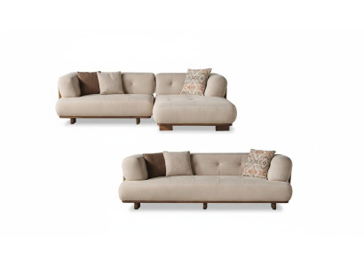 Tyylikäs beige -sohvakalusteiden kulma -sohva l -muotoiltu huonekalut kolme