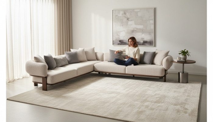 Kevyt beige moderni sohva Carnitur olohuone 2x kolmen askeleen verhoilu sohvat