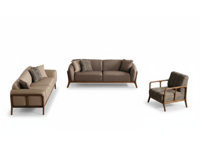 Brown-Beige olohuone sohva Carnitur olohuoneen suunnittelijakalusteet 2x sohvat