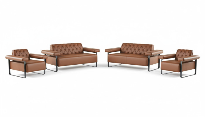 Ledersofas 2-Sitzer Sofas Sessel Couch Knöpfe Chesterfield Edelstahl
