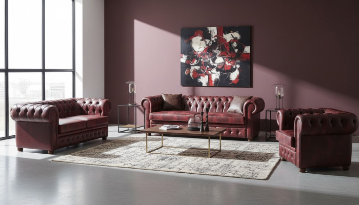 Istuinkalusteet Bordeaux 3-paikkainen 2-paikkainen nojatuoli Chesterfield Classic Furniture