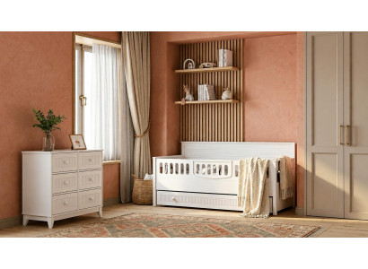 Weißes Kinderzimmer Set mit Kinderbett und praktischer Kommode