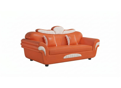 2-Sitzer Sofa Modern Orange Weiß Elegant Couch Polstersofa Wohnzimmer