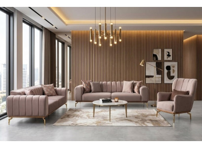 Wohnzimmer-Set 3tlg 2x 3-Sitzer Sofa Sessel Modern Stoff Couchgarnitur