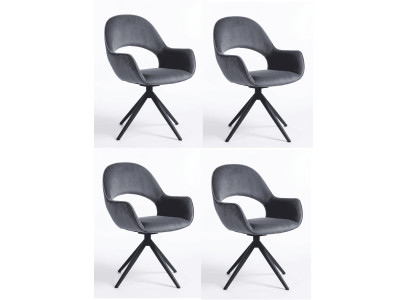 Stylischer Drehbarer Esszimmerstühle 4er Set Grau Textil Harmonischer