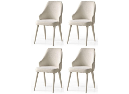 Stuhlset 4er Modern Weiß Textil Kunststoff Polsterstuhl Esszimmer