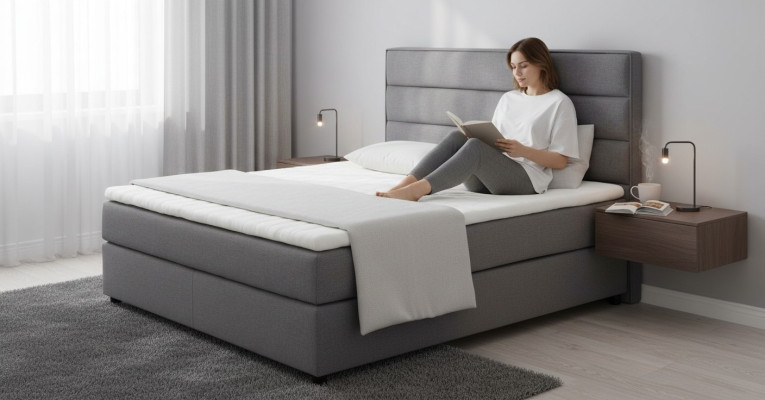 Manner-Textil Boxspring-vuode Sängyt Patjat Korkea Kaksois Nahka