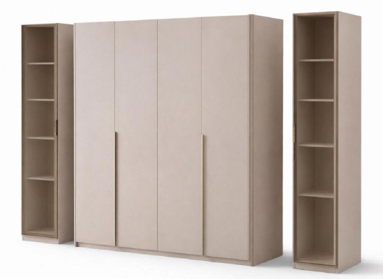 Beige luksusvuode kultaisilla yksityiskohdilla, moderni muotoilu, sängynpääty makuuhuoneeseen