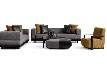 XXL Iso Sohva Chesterfield 245cm Verhoilu Sohvat 4 Hengen Nahka Tekstiili #313