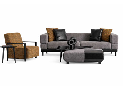 XXL Iso Sofa Chesterfield 245cm Vaatimaton Sohva 4 Henkilölle Nahka Kangas #G1