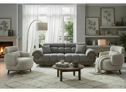 2 Sitzer Sofa Sessel Stoffbezug Holzrahmen Mittlere Härte Modern Neu
