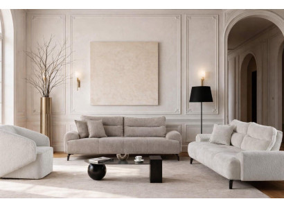 2x 3 Sitzer Sofa Sessel Stil modern Farbe weiß Wohnzimmer neu praktisch