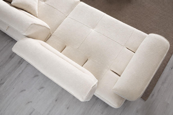 Polstergarnitur 3Sitzer sofa Sessel Stoff Kissen Weiß Modern Elegant