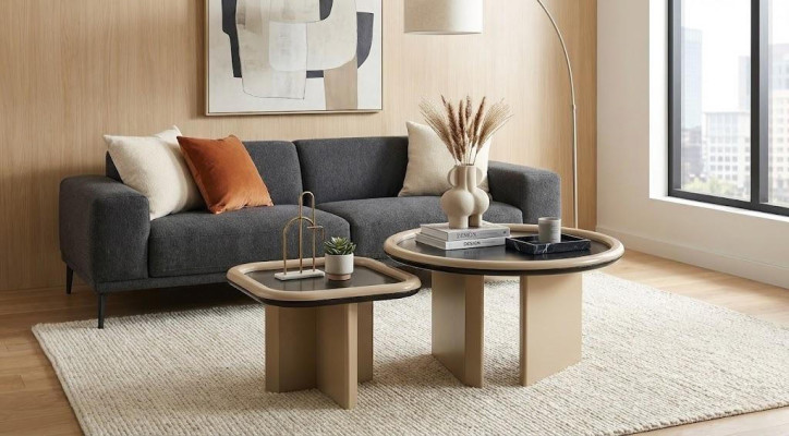 Wohnzimmer Couchtische Modern Neu Rund Beige Minimalismus Stilvoll