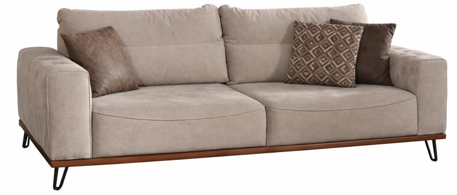 Beige-braunes Wohnzimmer-Set 3+3-Sitzer-Sofas Sessel Wohnzimmermöbel