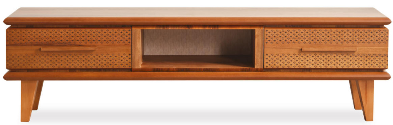 Wohnzimmer TV-Ständer Holz Natur TV-Möbel Braun Elegant Stilvoll Neu
